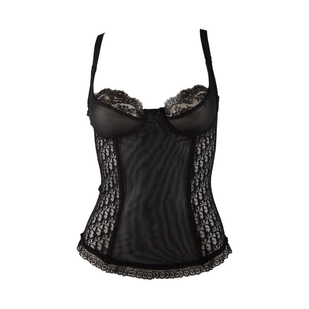 DIOR BLACK LACE LOGO CORSET